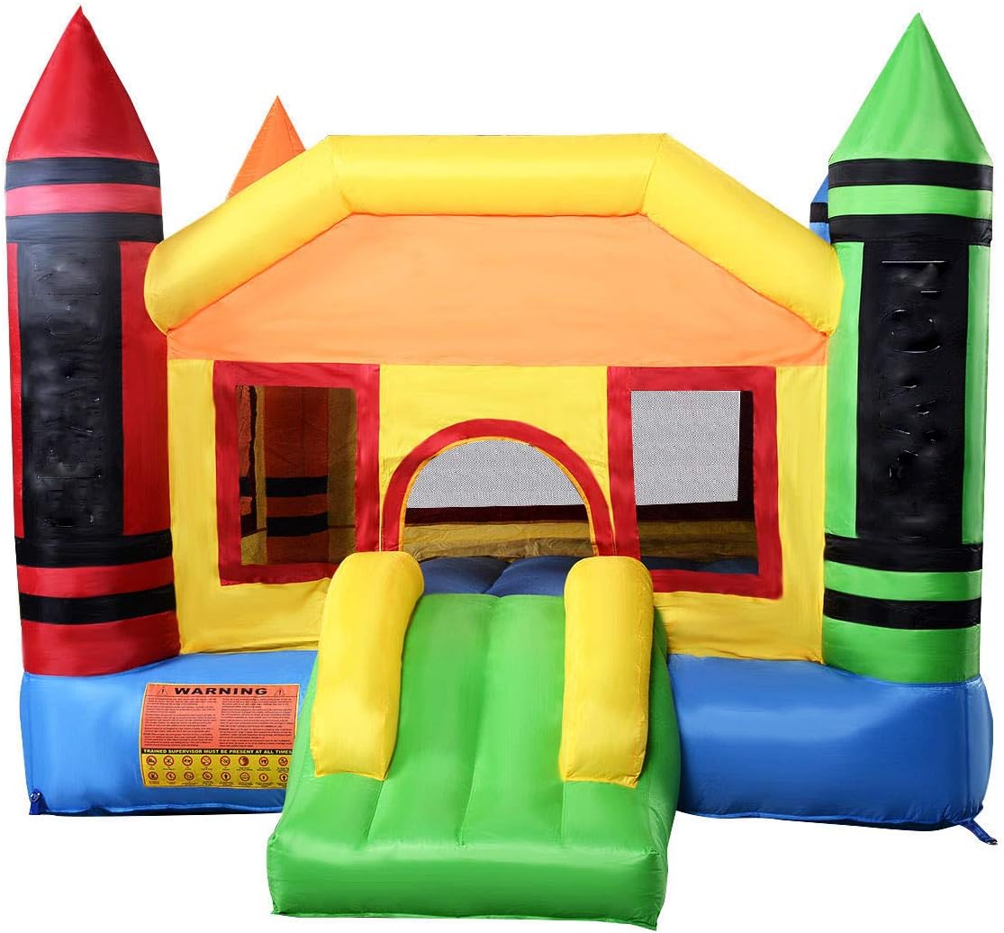 VeenShop Kids Like Inflatable Crayon Bounce House Castle Jumper Moonwalk Bouncer Without Blower