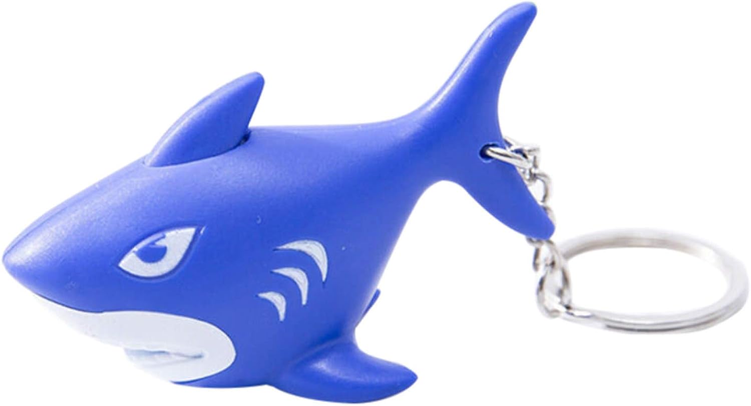 Shark Animal Pendant Light Sound Mini Torch Keychain Key Holder Bag