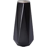 D'vine Dev 11 Inch Matte Black Ceramic Vase, Geometric Handmade Craft Flower Vase with Design Box Packaged, VS-GM-MB-11