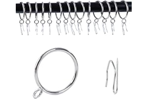 Curtain Drapery Hanging 2inch-Internal Diameter - Curtain Rings with Hooks Eyelet for Window Door Curtain Silver Zocang