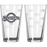 Boelter Brands MLB Satin Etch 16oz Pint Glass (Milwaukee Brewers)