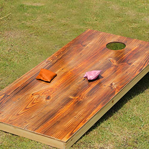 OOFIT Cornhole Bean Bags Set of 8 Weather Resistant for Tossing Corn Hole Game with Carrying Box (Pink, Orange)
