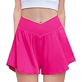 Zaclotre Girls Flowy Shorts with Spandex Liner V Crossover 2 in 1 Athletic Running Shorts with Pockets Kids Butterfly Skorts