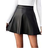 Verdusa Women's PU Leather A Line Skirt High Waisted Mini Skirts Formal Elegant Outfits
