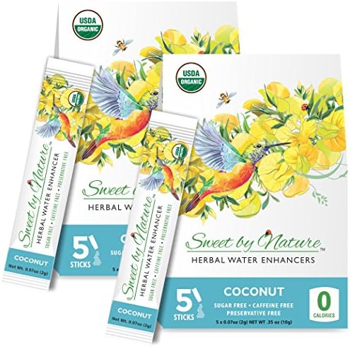 Sweet by Nature Honeybush Herbal Water Enhancers Coconut 5+5 Free Sticks