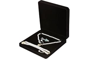 LETURE Velvet Jewelry Set Box, Velvet Gift Box for Bracelet Necklace Earring Ring (Black)