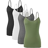 Orrpally Basic Cami Tank Tops Women Lightweight Camisole Stretch Tank Top Adjustable 4-Pack