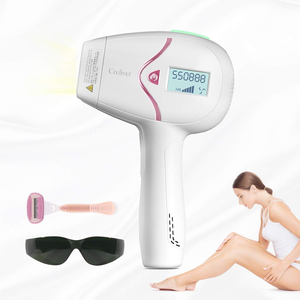 IPL Hair Removal, Creliver Permanent Laser Hair Removal Device for Women and Men, Painless for Whole Body Bikini Armpits Face Home Use