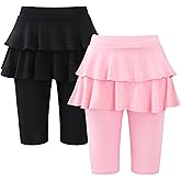 Deuerr Girls 4-12 Years Knee-Length Skirted Leggings, Summer Stretchy Athletic Pants for Toddler Kids - Breathable & Durable