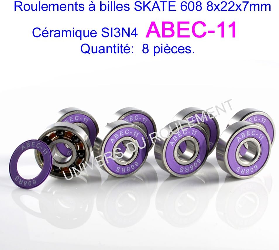 Abec 11 Bearings Skate Sk8 608 8x22x7 Ceramic Bearing Si3 N4 Ceramic (8pcs)