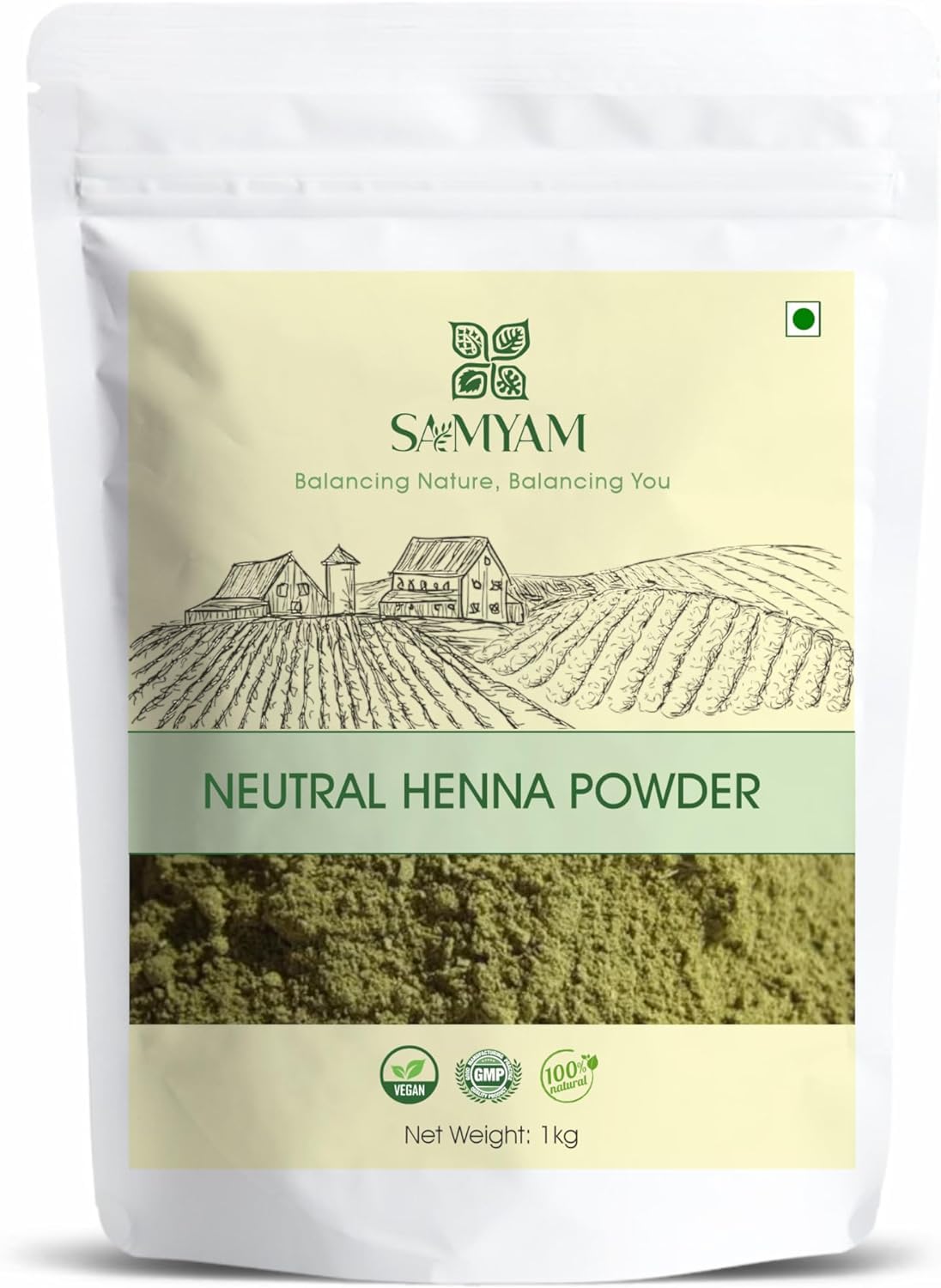 SAMYAM COLORLESS/Neutral Henna Powder (Cassia obovata) - 1Kg Pack | Natural Hair Conditioner, PPD and Chemical Free