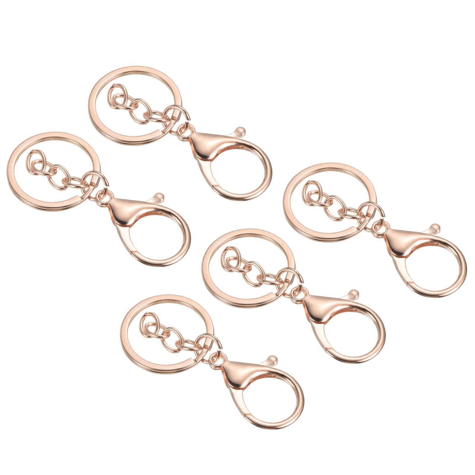 PATIKIL Key Chain Rings, 5 Pack Lobster Clasp Keyring Trigger Clip Keychain Holder for DIY Decorations, Rose Gold