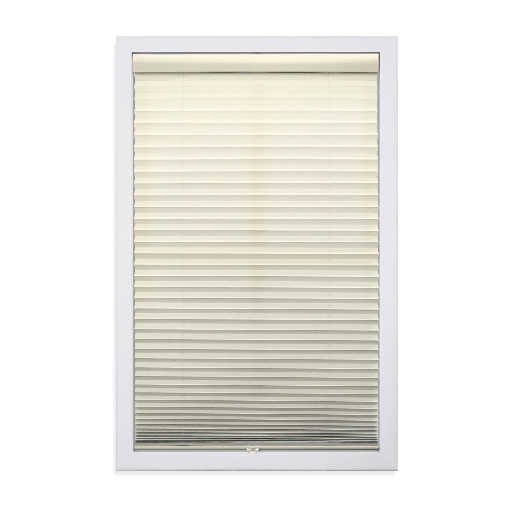 DEZ FURNISHINGS Cordless 1" Light Filtering Pleated Shade, Fabric, 52"W x 72"H, Ecru Image DEZ FURNISHINGS Cordless 1" Light Filtering Pleated Shade, Fabric, 52"W x 72"H, Ecru Image