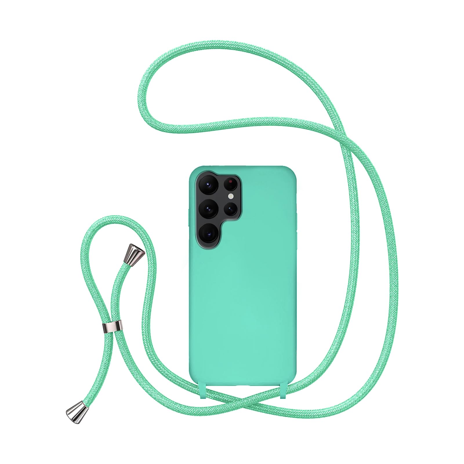 Photo 1 of UEEBAI Crossbody Lanyard Phone case for Samsung Galaxy S24 Ultra 5G, Silicone Phone Cover with Adjustable Necklace Strap Soft Belt Lanyard Neck Cord Cover Shockproof Protective Case - Teal