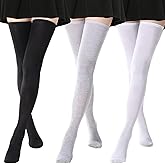 AQOKKA Extra Long Thigh High Socks for Women Striped Over Knee Thigh Socks Long Boot Thigh High Stockings Leg Warmers