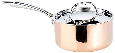 Tornwald-Schmiede Kochtopf: Kupfer-Stieltopf mit Deckel, 16 cm (Milchtopf)