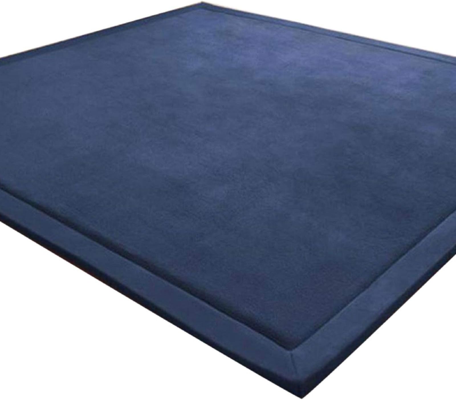 LEHOUR Coral Velvet Tatami Rugs Baby Safe Hairless Carpets Kids Playing Mats Non-slip Large Size Nursery Rugs for Living Room, Baby’ s Bedroom (Dark Blue, 150 * 150CM)