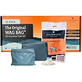 Cleanwaste WAG Bag Portable Toilet Kit with Odor Control Bags, 12 Ct | Go Anywhere Kit, NASA Gelling Powder, Odor Control, Camping Boating Travel, Leak Proof Design, Made in USA
