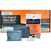 Cleanwaste Bolsa original WAG portátil (pacote com 12) – kit para