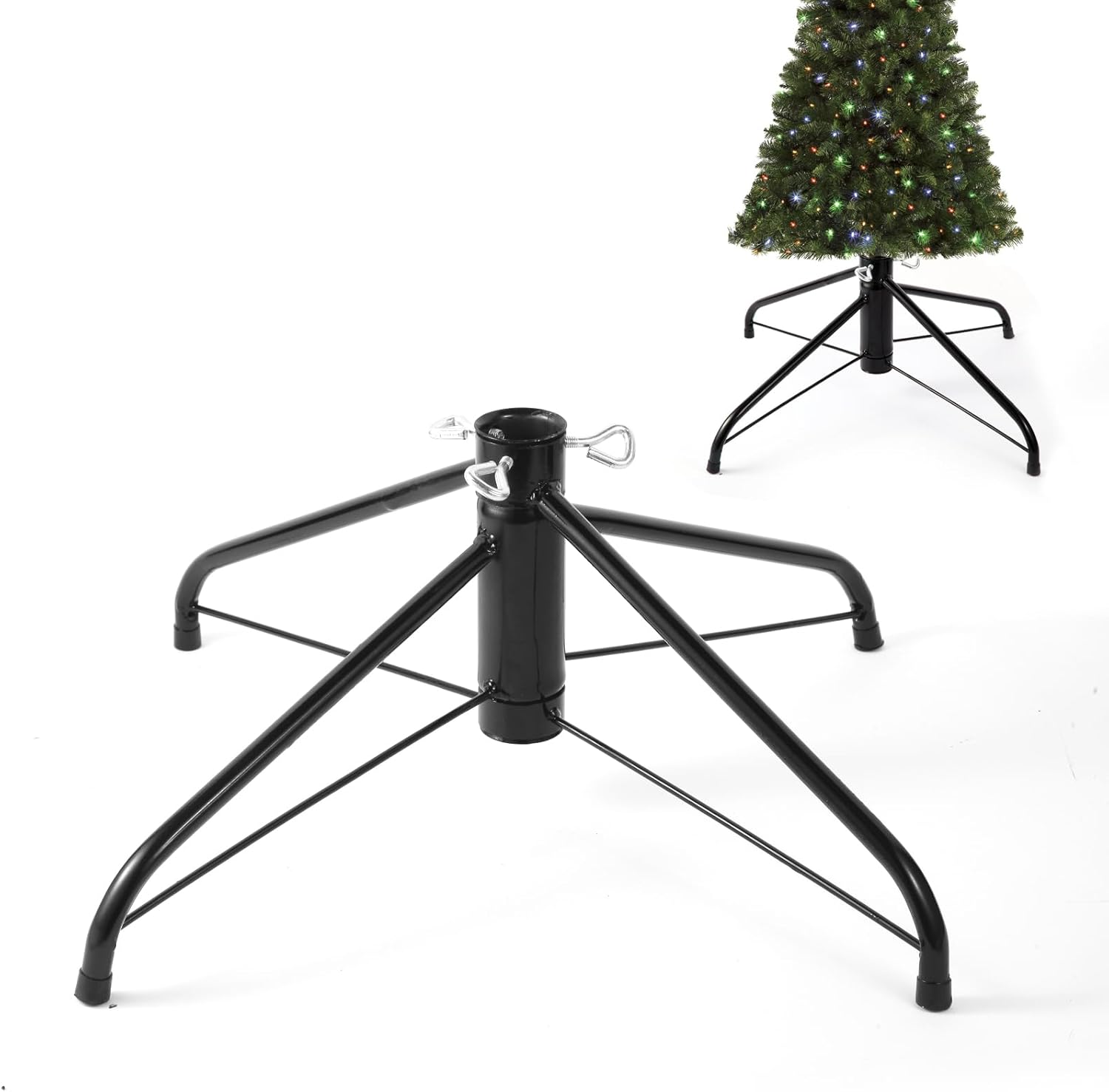 Tree Stands - FLYINGJOING Artificial Christmas Tree Stand,Replacement Xmas Tree Stand Base for 4 Ft to 8.5Ft Artificial Trees,Fits 0.5-1.25 Inch Tree Pole，Black(20inch)