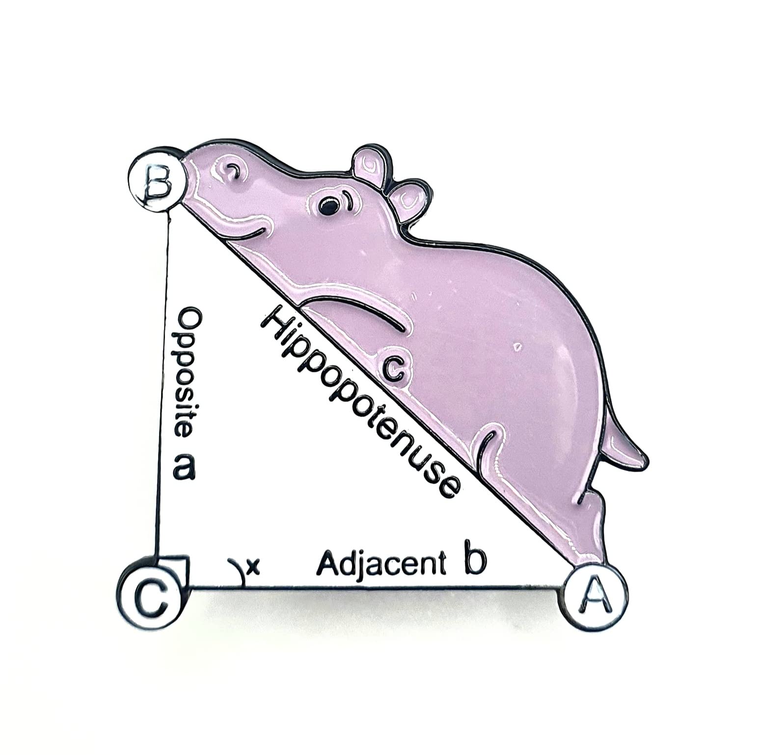 Hippopotenuse Triangle Maths Geometry Hippo Hypotenuse Cute STEM Metal Enamel Pin Badge