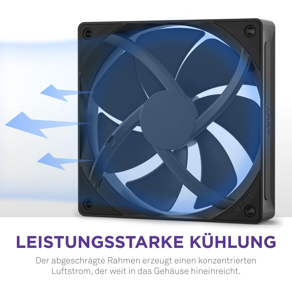 NZXT F120P | 120 mm Gehäusekühler mit statischem Druck | Ideal für Radiatoren und Kühlkörper | Hoher statischer Druck | Hinten abgeschrägter Einlass | Hydrodynamische Gleitlager | PWM | Schwarz 4