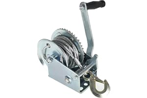 TINVHY 1600 lbs Hand Crank Winch with Brake Come-Along Heavy Duty Steel Cable for Boat, Trailer, ATV or Deer Feeder