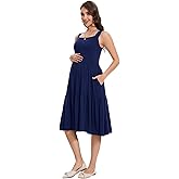 Smallshow Women's Maternity Tank Dress Sleeveless Ruffle Pregnancy Clothes
