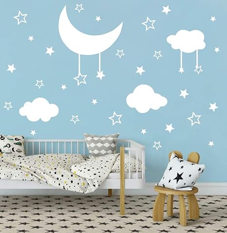 moon and stars wall decal
