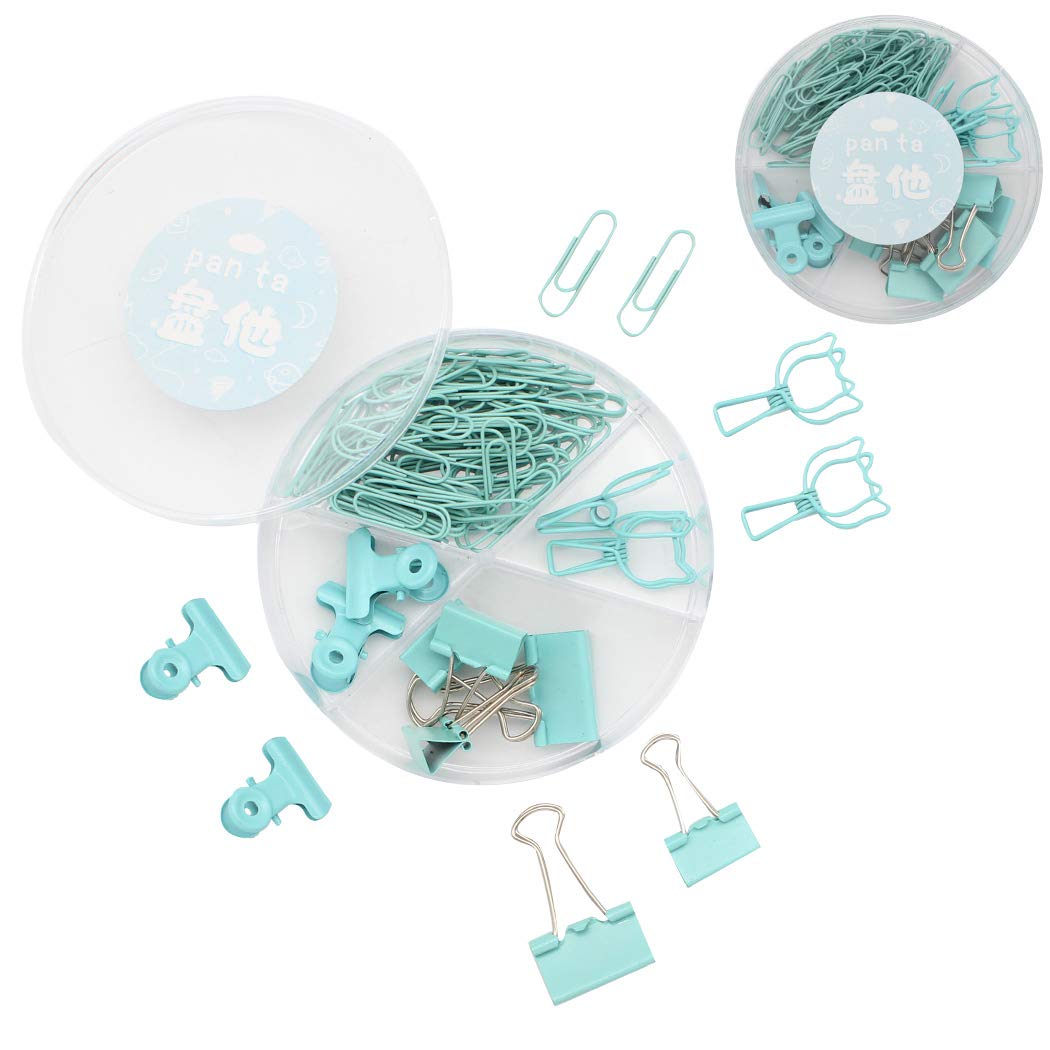 SIPLIV Assorted Binder Clips (84PCS) - Binder Clips Paper Clips Bulldog Clips Sets with Box for for Office School Home Desk Supplies - Green