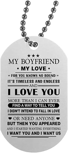 Amazon Com Az Gifts My Boyfriend My Love Dog Tag Necklace Novelty