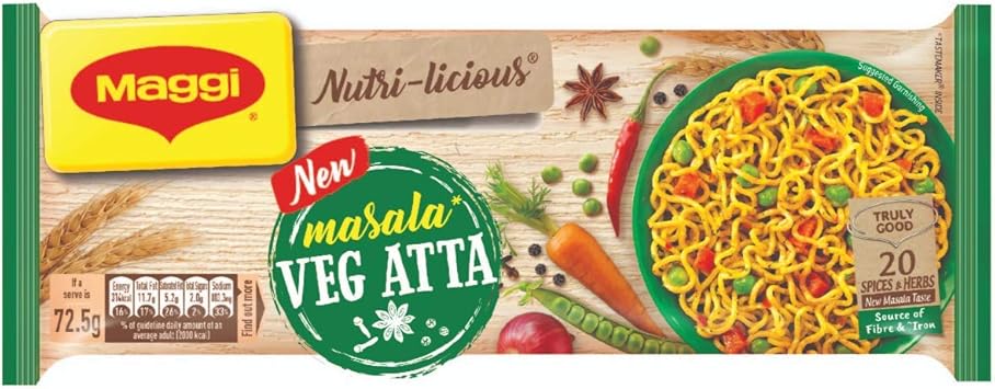 MAGGI NUTRI-LICIOUS Veg Atta, Masala Noodles-(Pack of 4) 290g Pouch