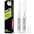 Grout Pen White Grout Cleaner - 2 Pack - Grout Sealer Removal Tool Repairt Kit, Quick Drying and Waterproof Grout Tile Marker for Tile Floors - White, 3mm Tip