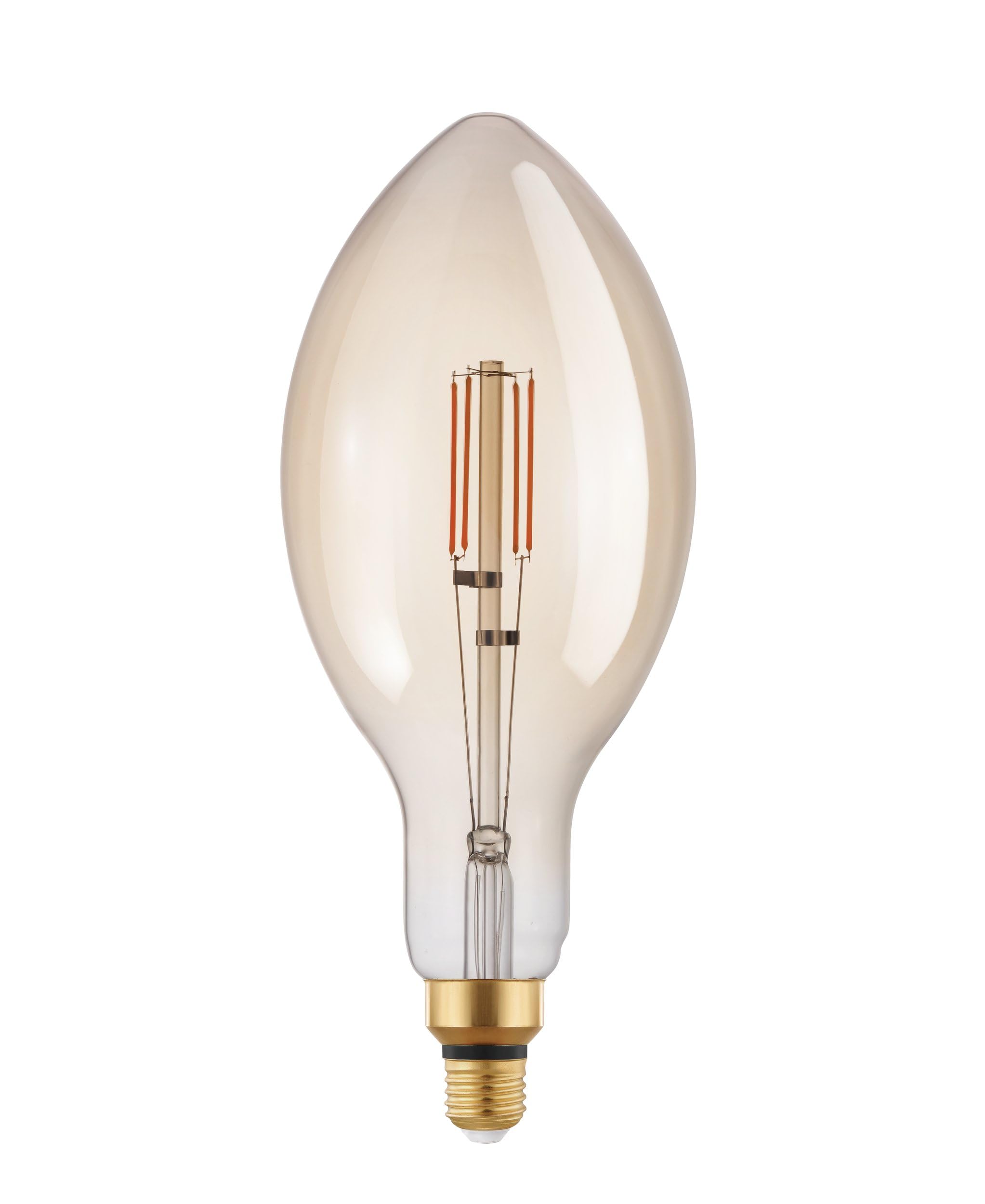 Eglo Dimmable E27 Filament LED Candle Light Bulb Big Size, Extra-Large Amber Vintage Edison lamp, 4.5 watt (Equivalent to 40 watt), 470 Lumen, Warm White Glow, 2200 Kelvin, E140, Ø 5.5"