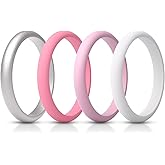 ThunderFit Women's Silicone Wedding Ring Sets, Thin and Stackable Rubber Wedding Bands, 2.6mm Wide, 2.1mm Thick, Variety Multipack 1/4/6/7/8/9