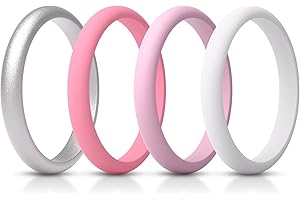 ThunderFit Women's Silicone Stackable Wedding Ring Sets, Thin Rubber Wedding Bands, 2.6mm Wide, 2.1mm Thick, Variety Multipack 1/4/7
