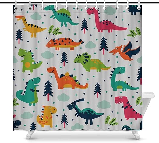 Amazon Com Nortonhic Novelty Shower Curtain Bathroom Sets Adorable Funny Dinosaurs Funny Fabric Home Bath Decor 70 X 69 Inches 72x72in Home Kitchen