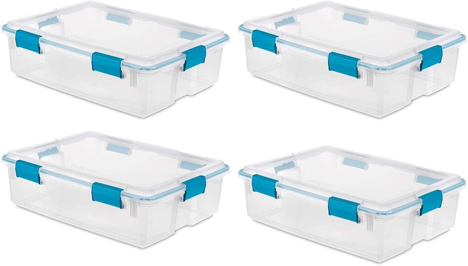 Sterilite 37 Qt Thin Gasket Box Clear Storage Bin Containers, 4Pack