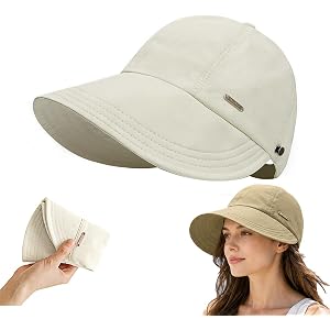 Everyrush Wide Brim Sun Visor Hat for Women, Foldable Packable Ponytail | Wide brim visor, foldable packable, ponytail cutout