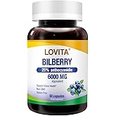 LOVITA Bilberry Extract, High Concentrated 60 mg, 100:1 Extract, Standardized to 25% Anthocyanins for Eye Health & Vision Support, 60 Vegan Capsules