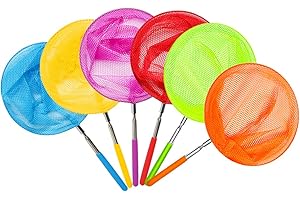 NAODONGLI Kids Telescopic Butterfly Fishing Nets Perfect Outdoor Tools Colorful for Catching Insects Bugs Fish Ladybird Caterpillar Nets Extendable 34" Inch and Anti Slip Grip