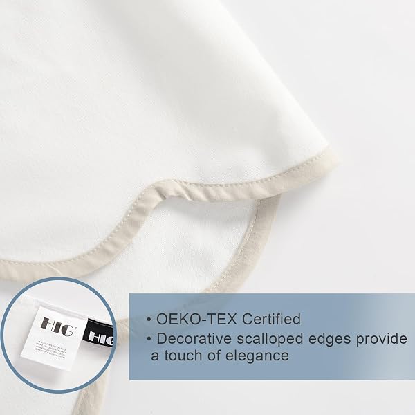 HIG OFF WHITE CHIC KING BED SKIRT – EASY FIT SCALLOP EDGE PLEATED BEDSKIRTS, 14 INCH DROP ANTI-SLIP DUST RUFFLE, THICK FABRIC FOR ENHANCED PRIVACY, PRE-WASHED FOR LONG-LASTING USE(N60022)