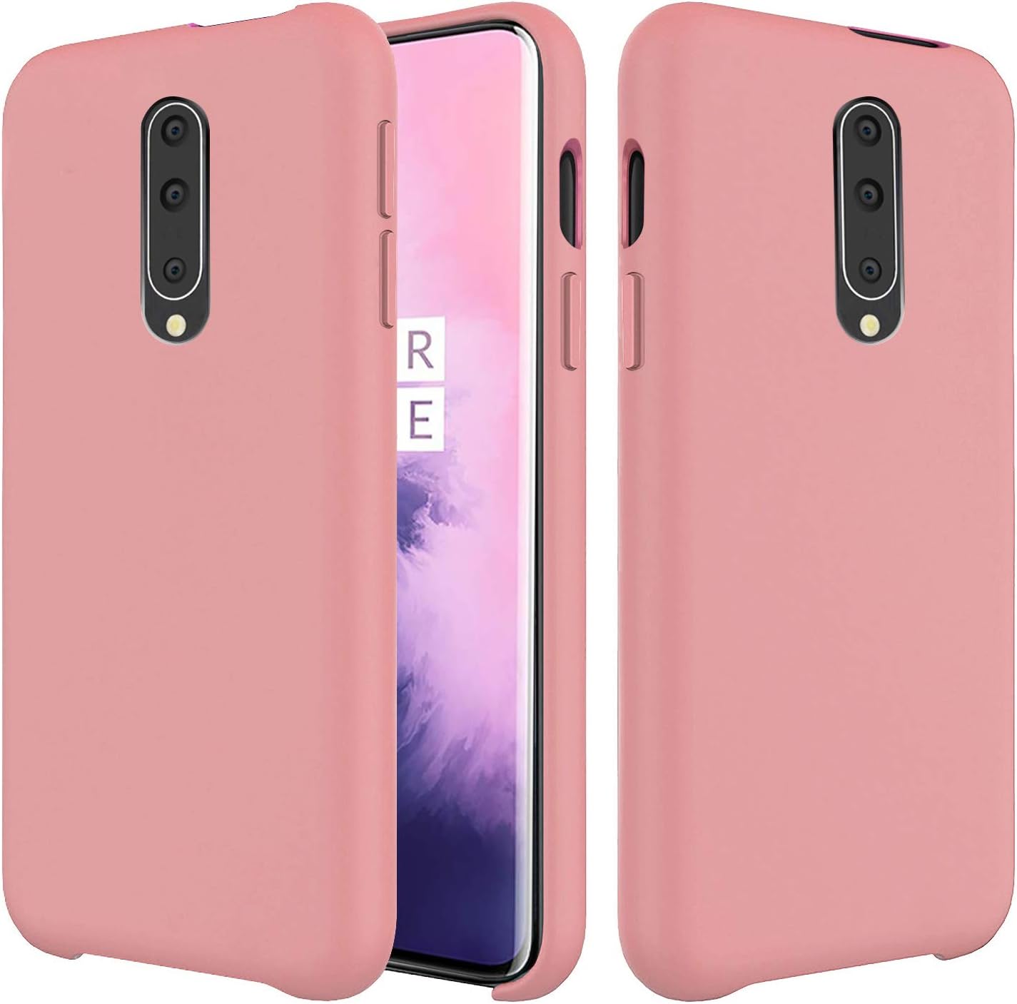 Setber OnePlus 7 Pro Case, Liquid Silicone Gel Rubber Shockproof Case with Soft Cloth Lining Cushion for OnePlus 7 Pro -Pink