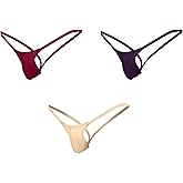 BY.ECG Men's V-Back String Thong Sissies V-string Sexy Low Rise Backless Thong 3 Pack