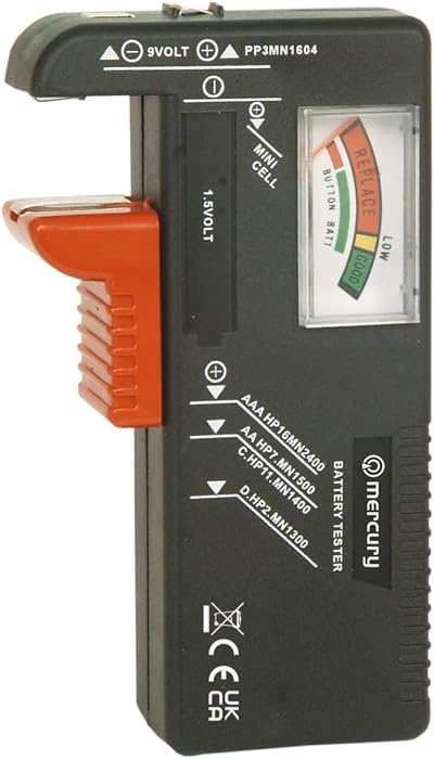 Mercury Universal Analogue Battery Tester for AA AAA C D 9V PP3 and Button Cells