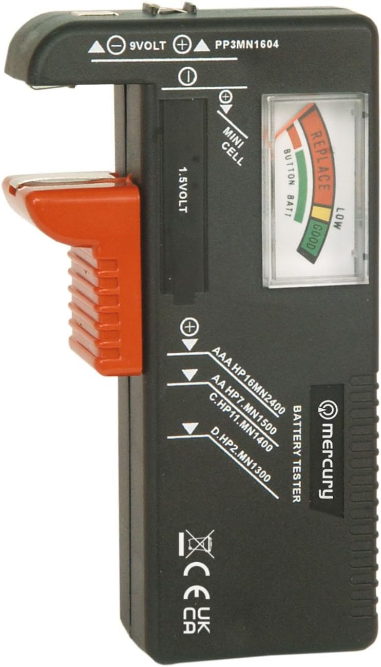 Mercury Universal Analogue Battery Tester for AA AAA C D 9V PP3 and Button Cells