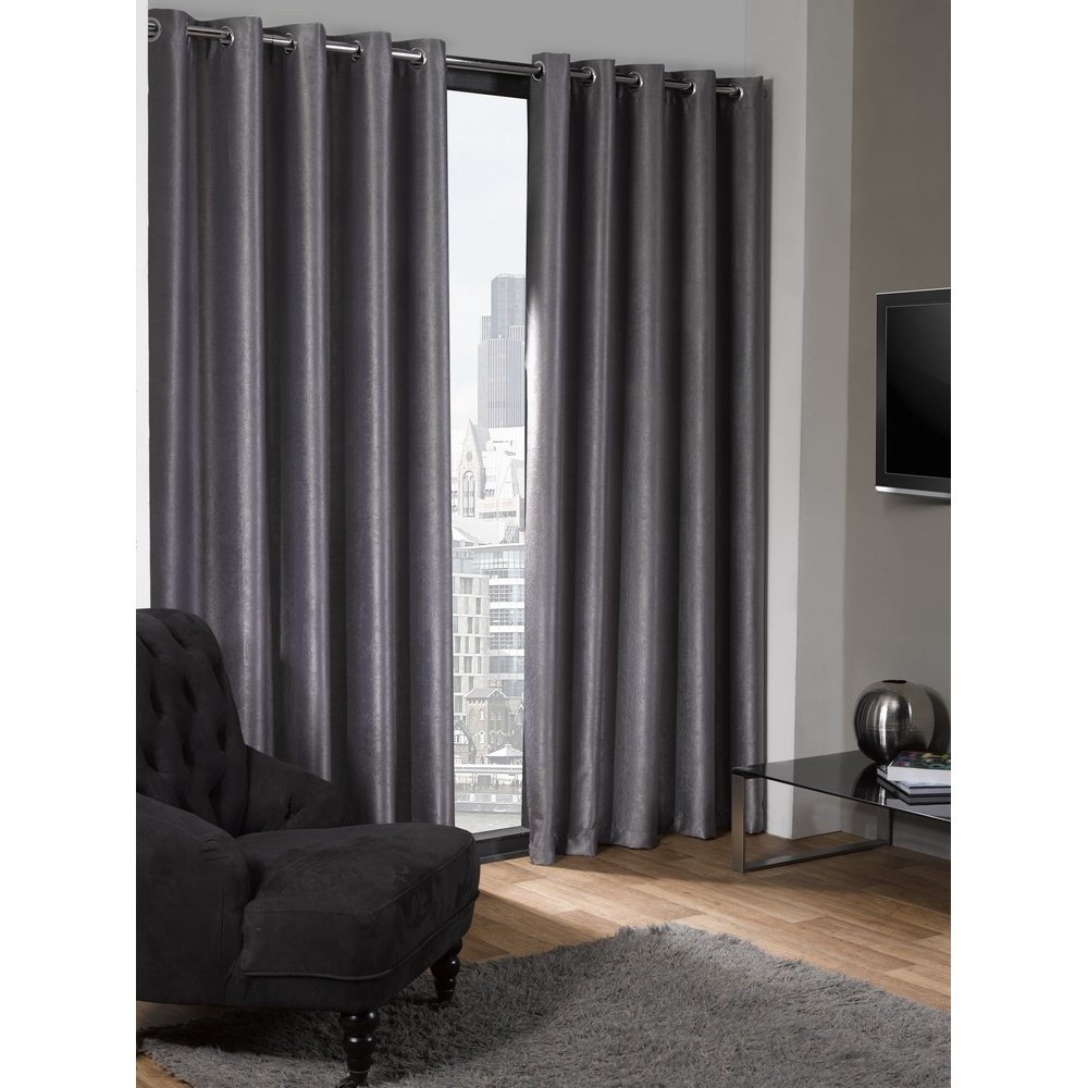 Emma Barclay Logan - Textured Woven Blackout Eyelet Curtains in Silver - Width 66 x Drop 54" (168 x 137cm)