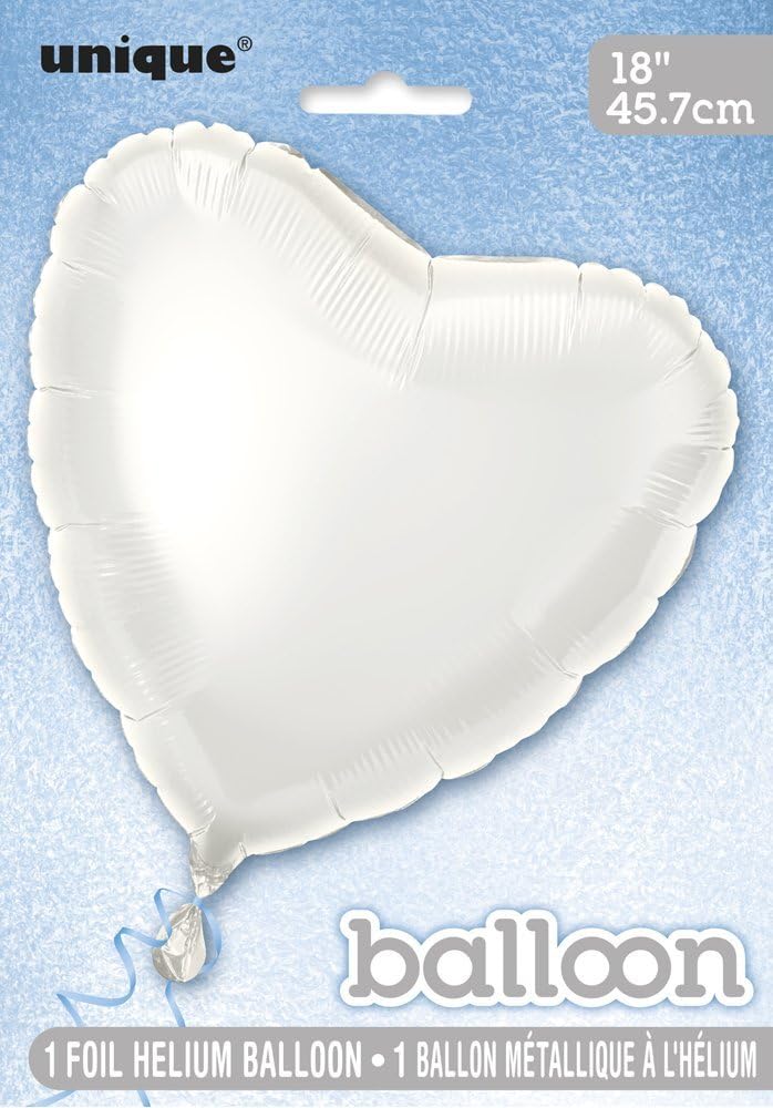 Solid White Heart Foil Balloon (45cm) 1 Count - Stunning and Romantic Love Celebration Decoration, 18" - Image 3