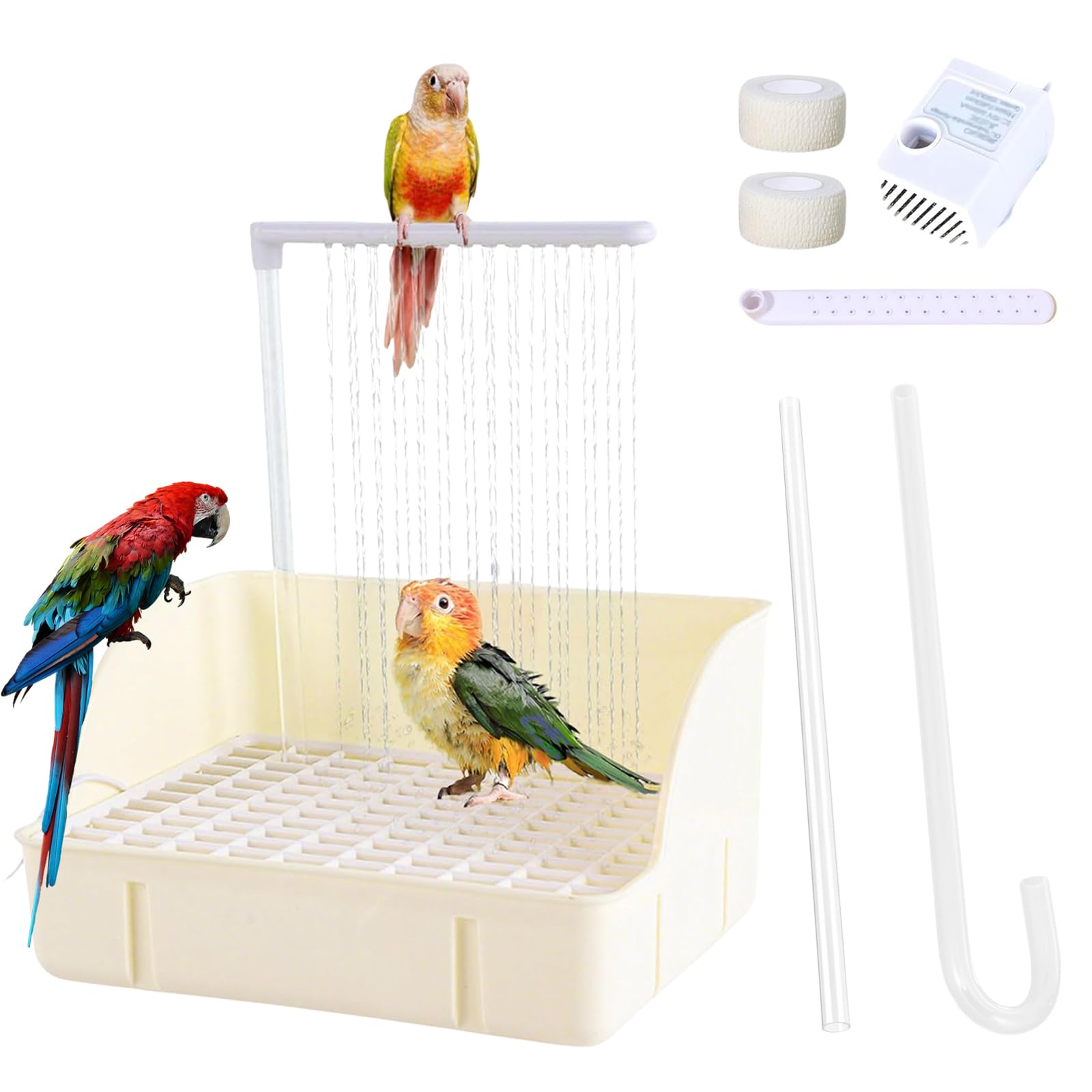 Photo 1 of ***(MISSING PART -SELLING AS IS )*** SolarVix Automatic Bird Bath with Pump, Large Indoor Bird Shower Fountain with Running Water, USB Bird Bathtub for Parakeet, Cockatiel, Conure, Budgie, Lovebird, African Grey, Amazon Parrot