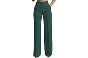 OMZIN Womens High Waist Straight Business Slacks Comfy Elegant Pants Simple Slim Fit Trousers